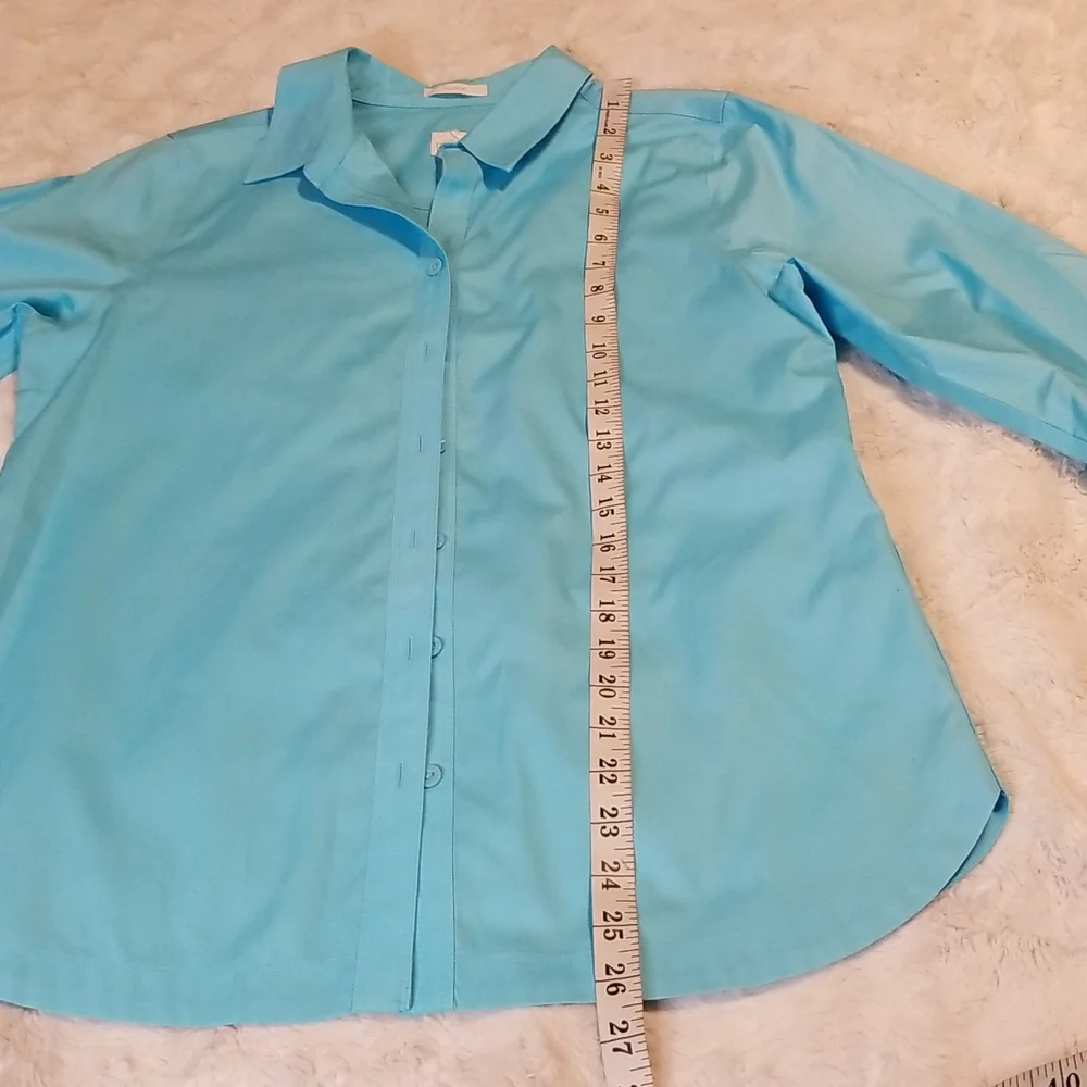 Chico's No Iron Top 3/4 Sleeve Blue Size Small NWOT - Picture 3 of 7